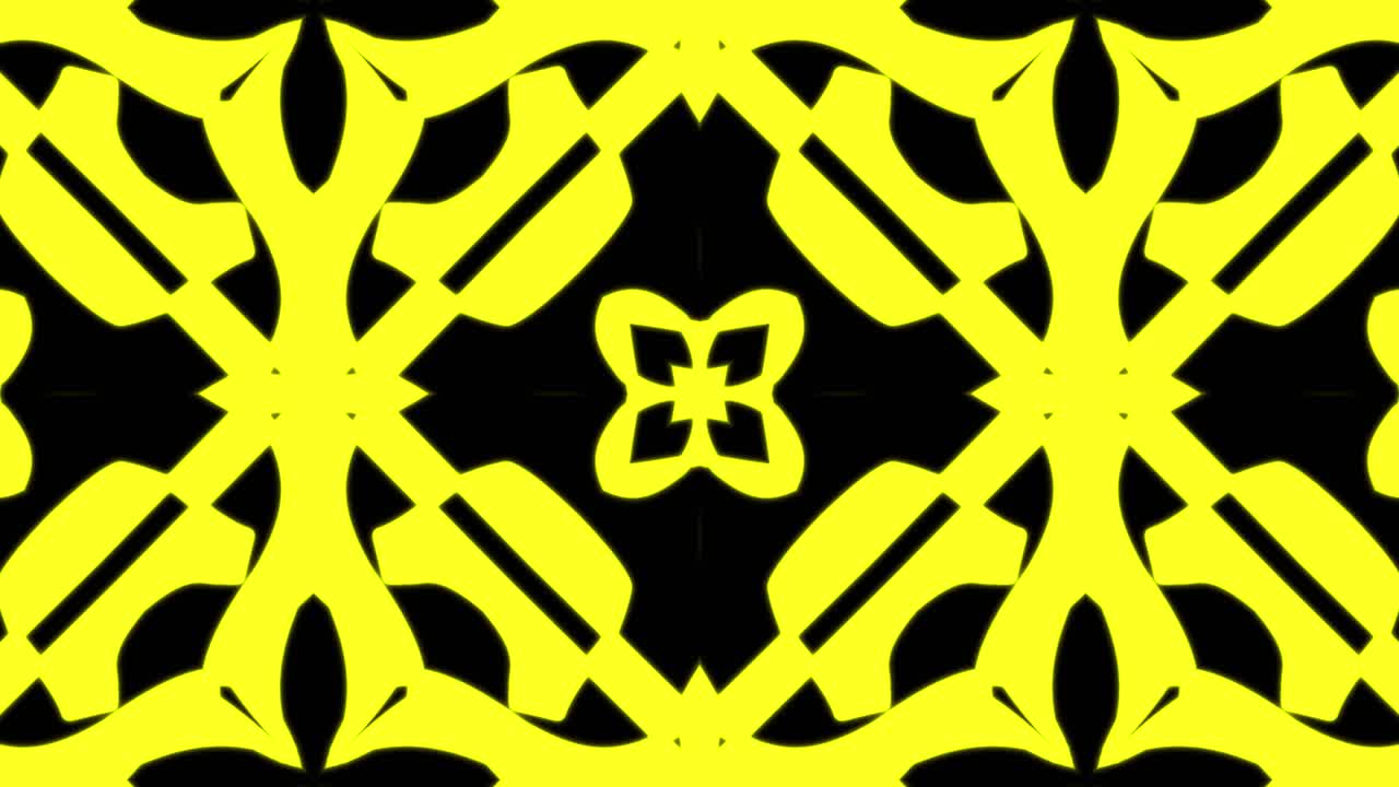fondo de patrón geometrico sin costuras amarillo abstracto. rayas abstractas bucle de caleidoscopio. rápido psicodélico colorido kaleidoscopio vj fondo. discoteca fondo de movimiento abstracto. efecto caleidoscope