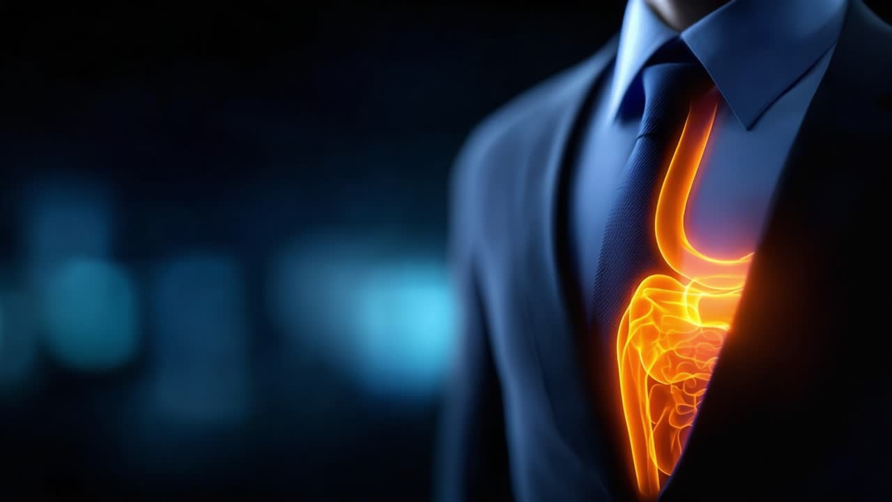 An Innovative Representation of Human Digestion: A Stylish Figure Showcasing an Anatomical View of the Digestive System Illuminated with Vibrant Colors