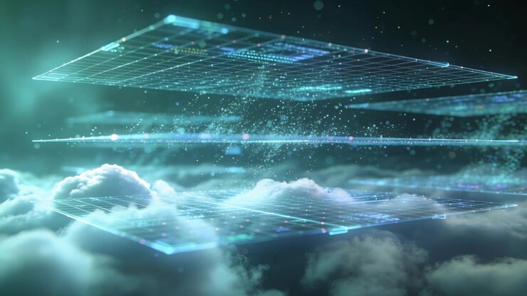 Second holo grid appearing joining first forming light band above teal clouds sending dust column