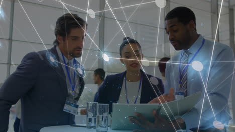 animation of network of connections over diverse business people