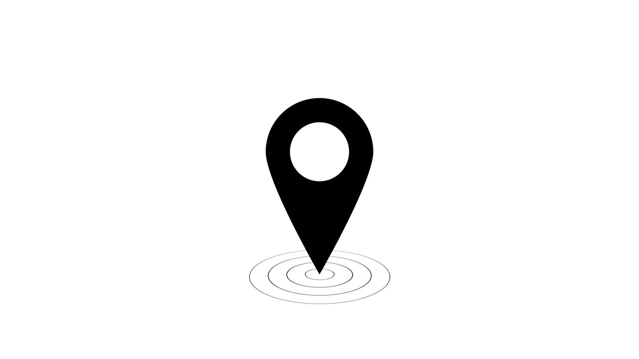 Map marker on white background. Pointer symbol, pin line. Location sign. Navigation map, GPS, direction, place, compass concept. 4K video resolution
