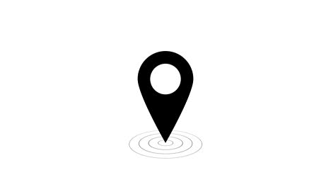 marcador de mapa en fondo blanco. símbolo del puntero, línea de alfiler. señal de ubicación. mapa de navegación, gps, dirección, lugar, concepto de brújula. resolución de video 4k
