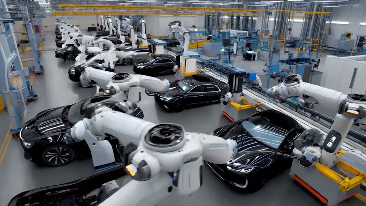 Automated Car Assembly Line in a Modern Factory