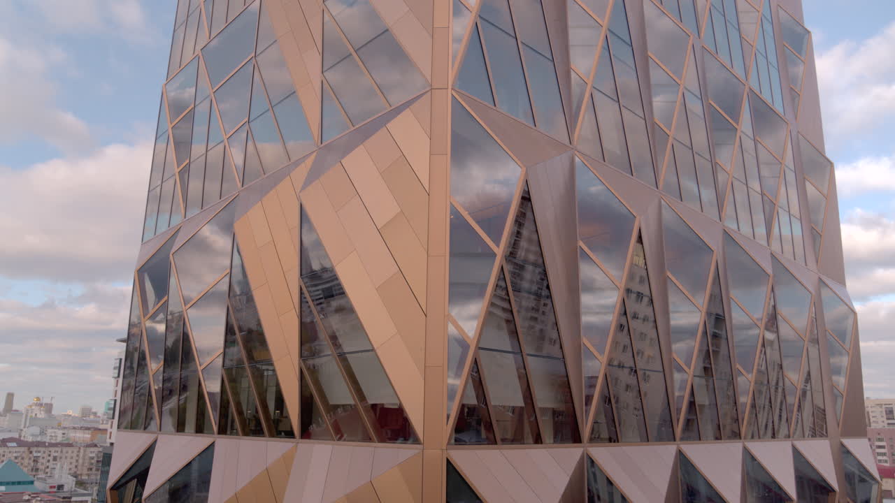 Modern Skyscraper with Geometric Facade