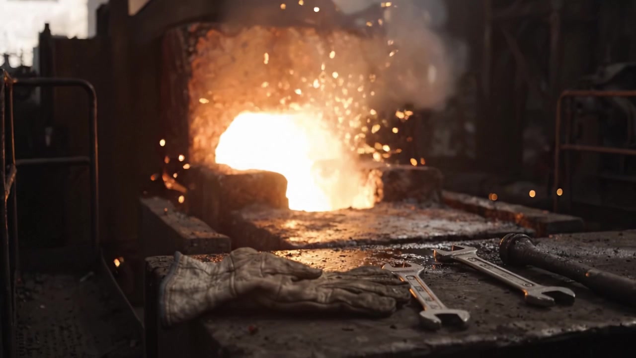 Smeltet metallhellingsprosess i et industrielt støperimiljø: Fanger transformasjonen av flytende metall fra ovn til støpeområde