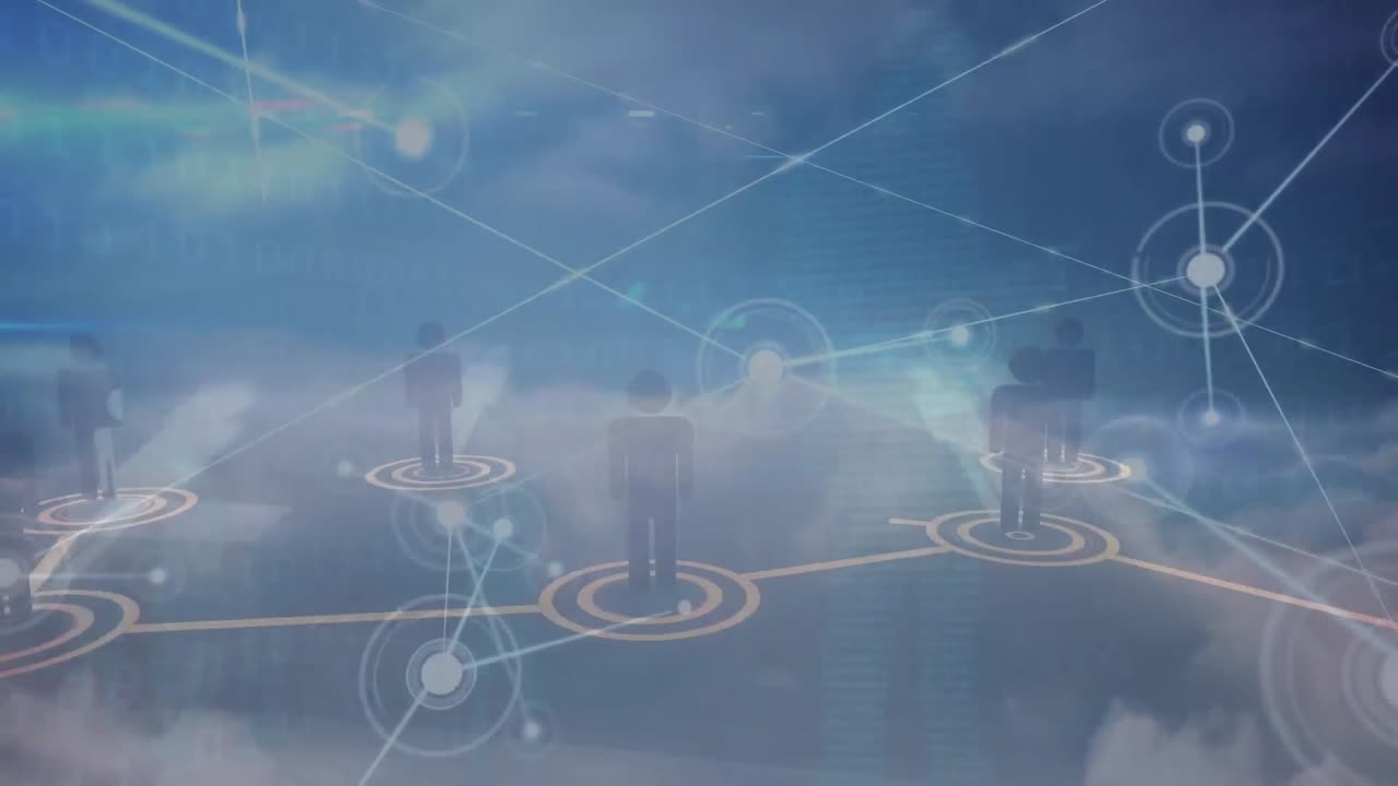 연결 네트워크를 통해 사람 아이콘의 애니메이션