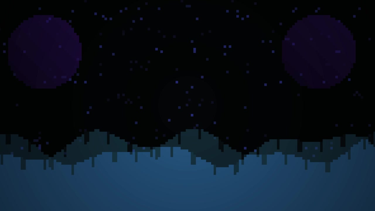 Retro-Pixel-Art-Landschaft mit Planeten und funkelnden Sternen