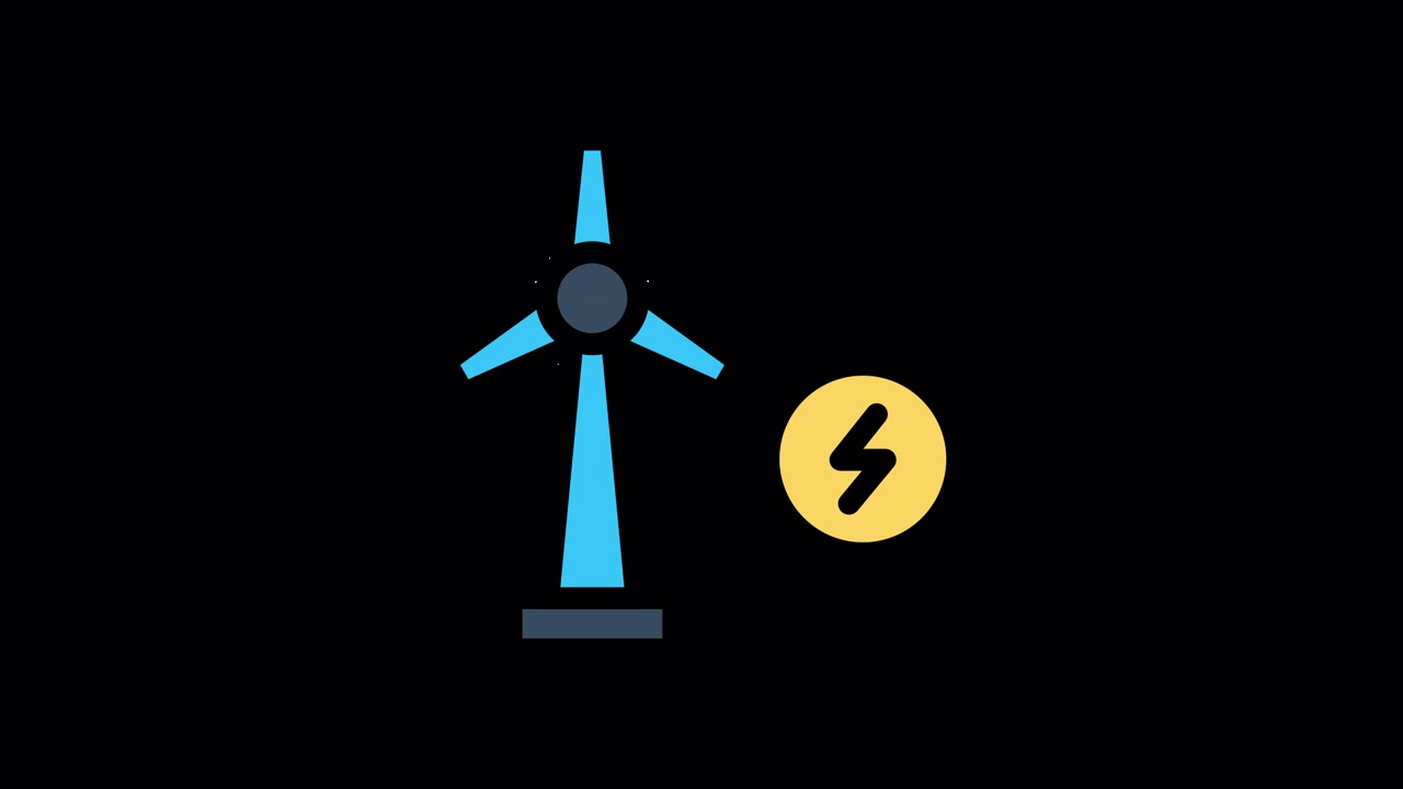 Animated Wind Turbine Icon Generating Electricity