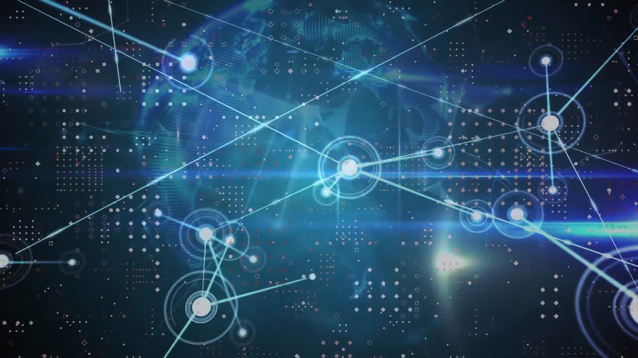 red 3d azul y blanca sobre fondo negro