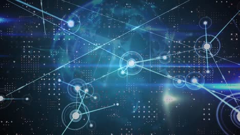 blau-weißes 3d-netzwerk auf schwarzem hintergrund