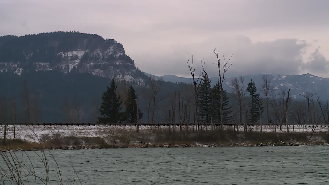 ROAD NEAR A ICY LAKE