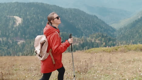 woman hiking in mountains