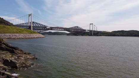 Puentes-De-Quebec-Sobre-La-Vista-Aérea-Del-Río-St-laurence