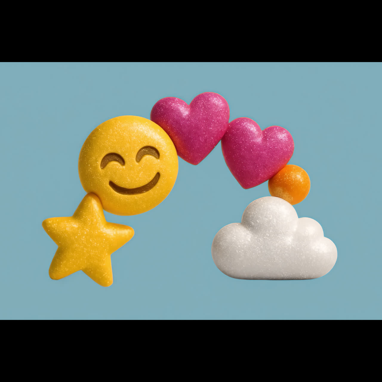 Animazione di caramelle colorate ispirate alle emoji, risorsa isolata, video 4K trasparente, canale alfa, ProRes