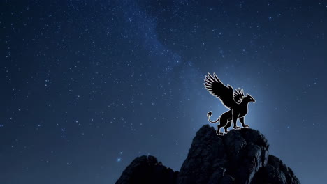 griffon on a mountaintop at night