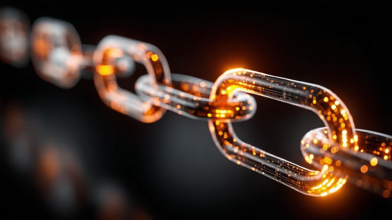 A Close-Up of an Electrifying Chain Link with Glowing Elements, Illustrating the Concept of Connectivity and Strength in a High-Tech Universe