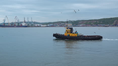 tugboat in a port harbor