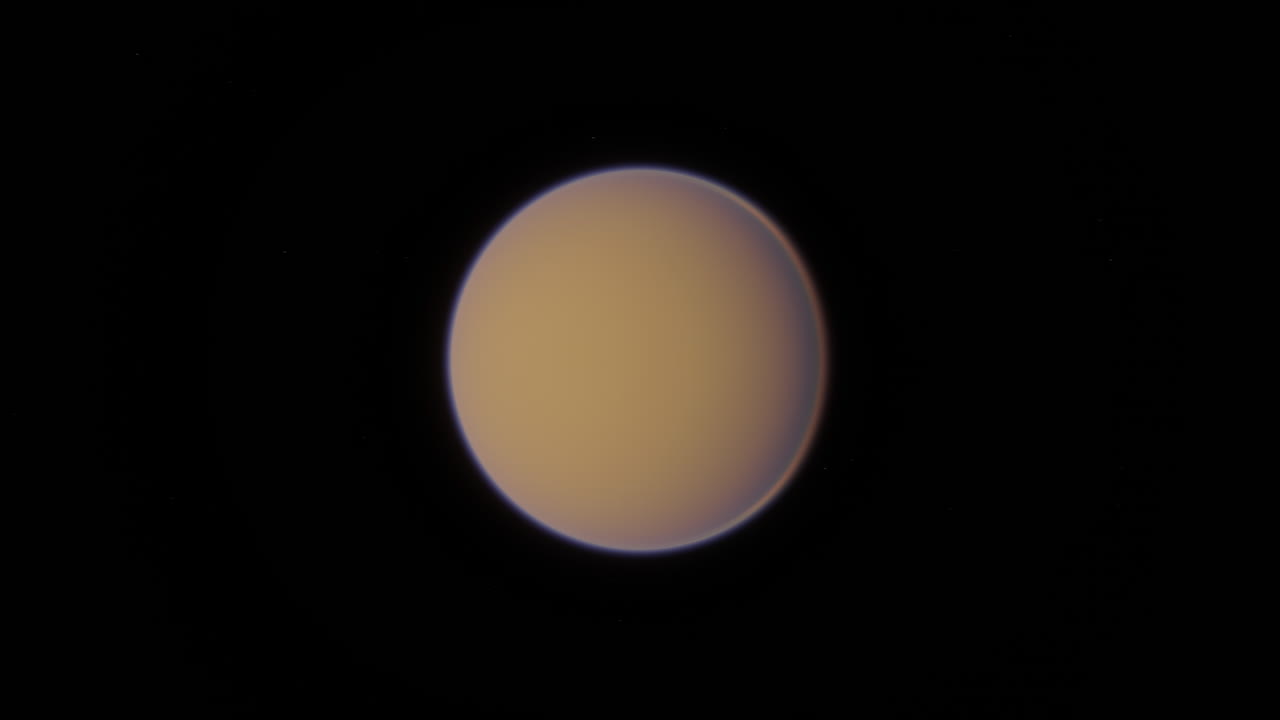 Orbiting Titan, the strange alien moon of the planet Saturn
