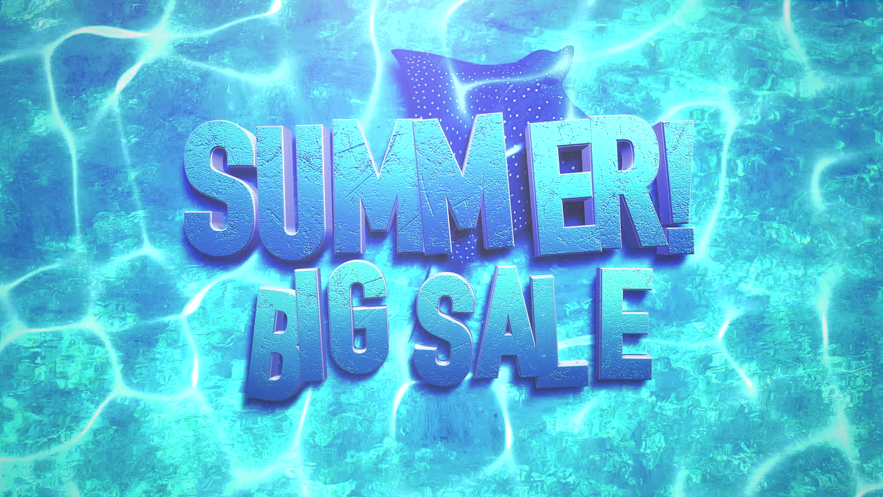 gran venta de verano en piscina de agua con animales marinos