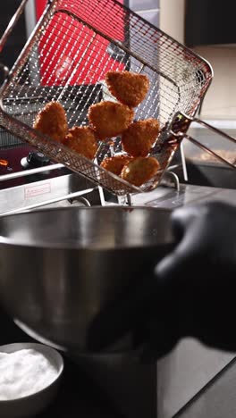 cooking fried food in a fryer