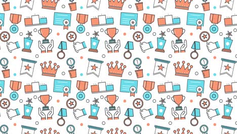 fondo de textura sin costuras moderna de premios planos, recompensas, nominaciones, felicitaciones y iconos de logros