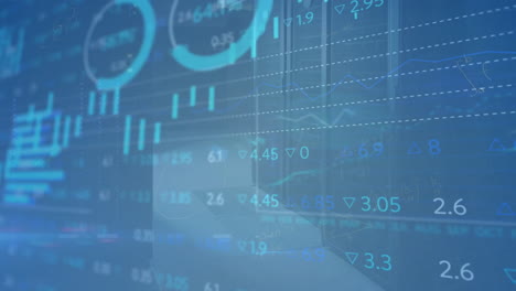 animación del procesamiento de datos financieros sobre un fondo azul