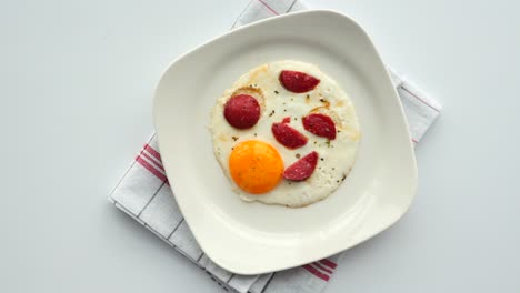 fried egg with sausage