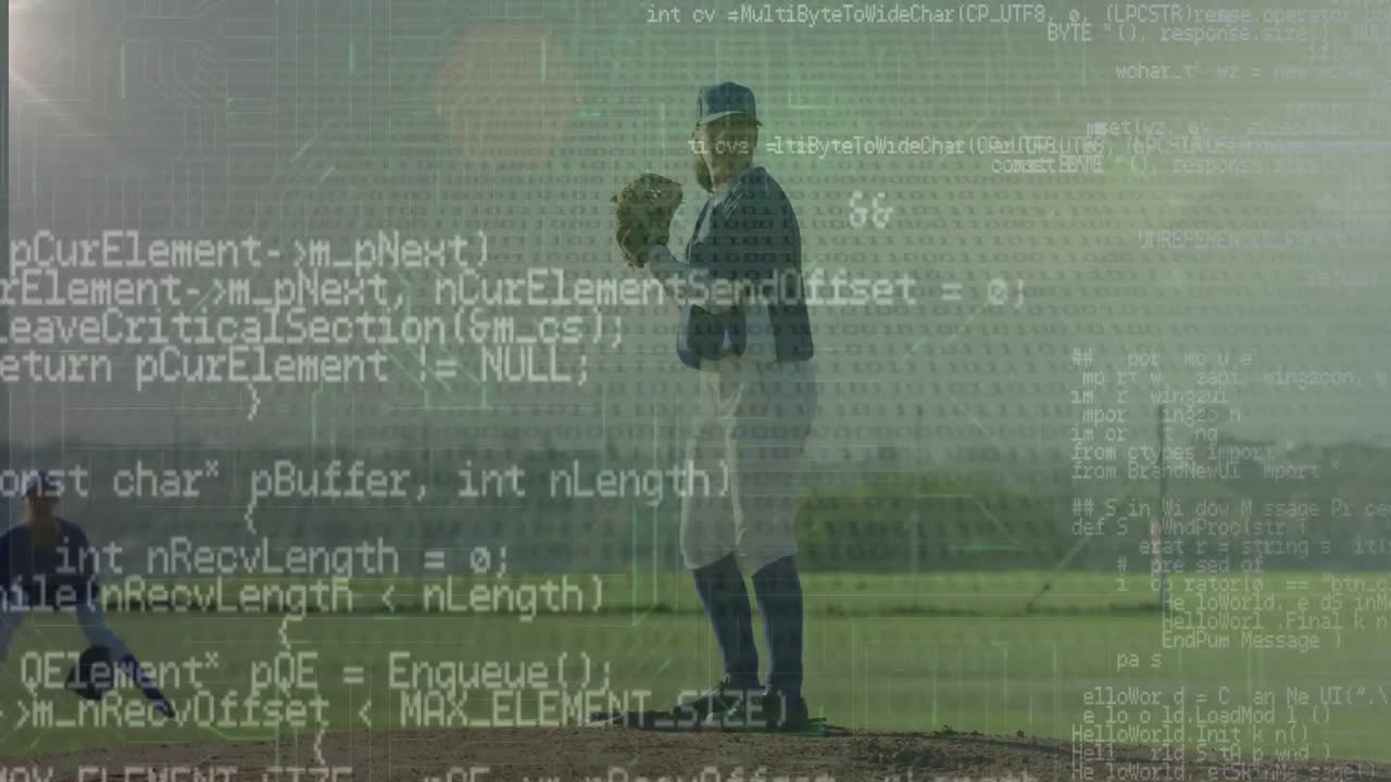 animación del procesamiento de datos sobre diversas jugadoras de béisbol