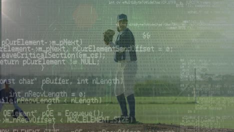 animation of data processing over diverse female baseball players