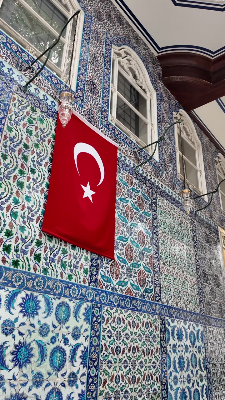 Intricate Ottoman Tiles and Golden Gate at Eyüp Sultan Tomb