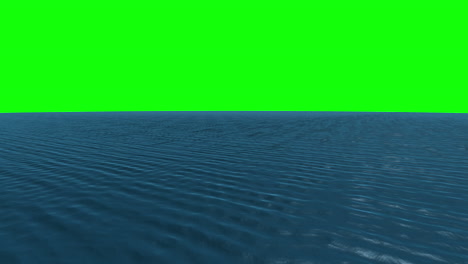 Still blue ocean under green screen sky 