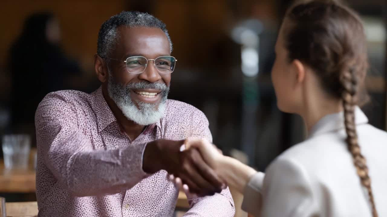A Warm Greeting Between Two Individuals: A Heartfelt Meeting Faced with Genuine Smiles, Expressing Connection and Friendship Through Handshakes and Engaging Conversations
