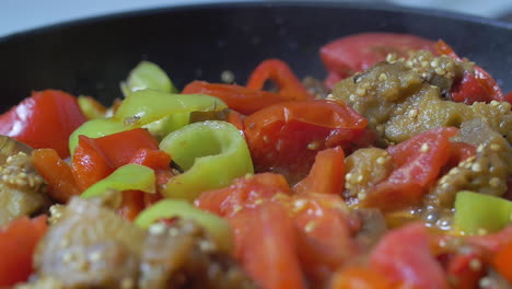 vegetables stewing in pan