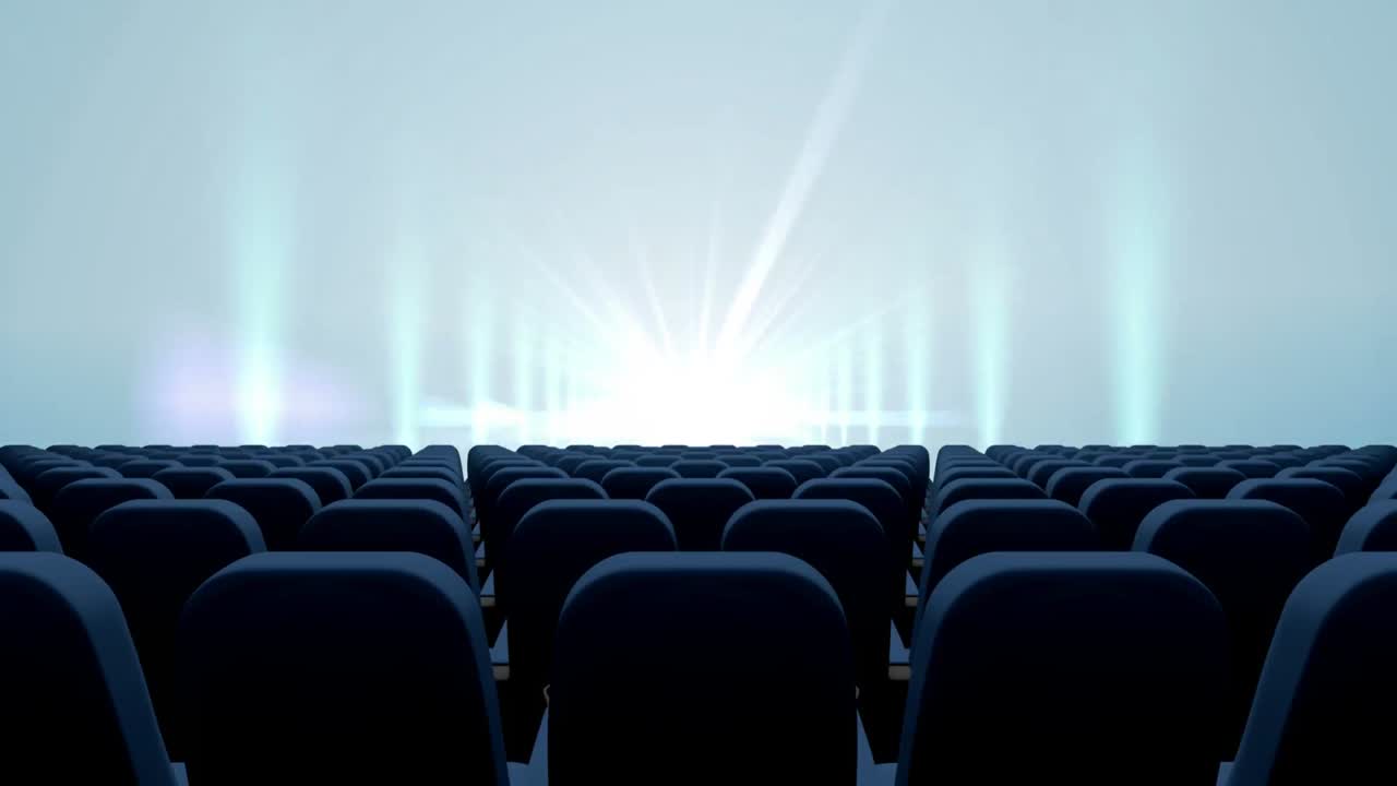 asientos de cine auditorio con luces intermitentes