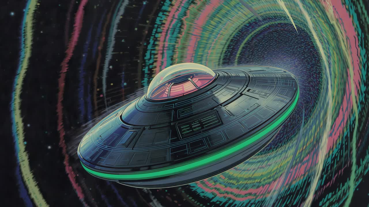UFO Flying Through a Wormhole