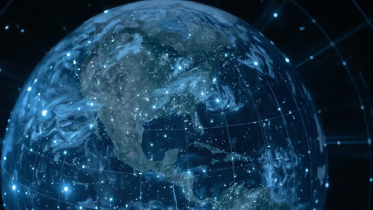 Global Network Connections Over Earth