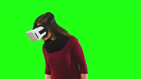woman turning her head with a vr headset on