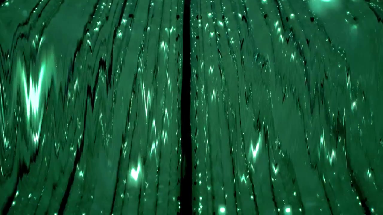 3D dynamisk mønsteranimation med oplyste blinkende lys i en vertikal blandetunnel, abstrakte glødende bevægelsesgrafik og visuelle effekter med flydende levende baggrundsfarver: blågrøn, cyan, akva.