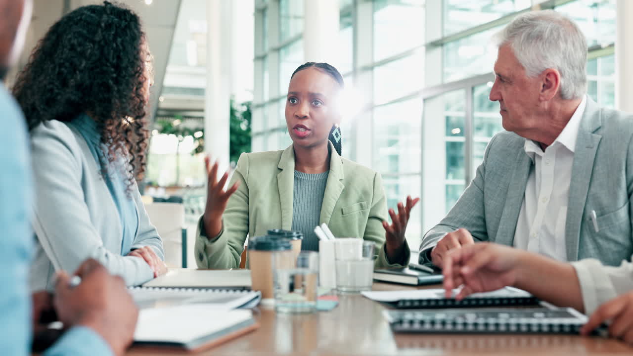 Business people, meeting and manager planning