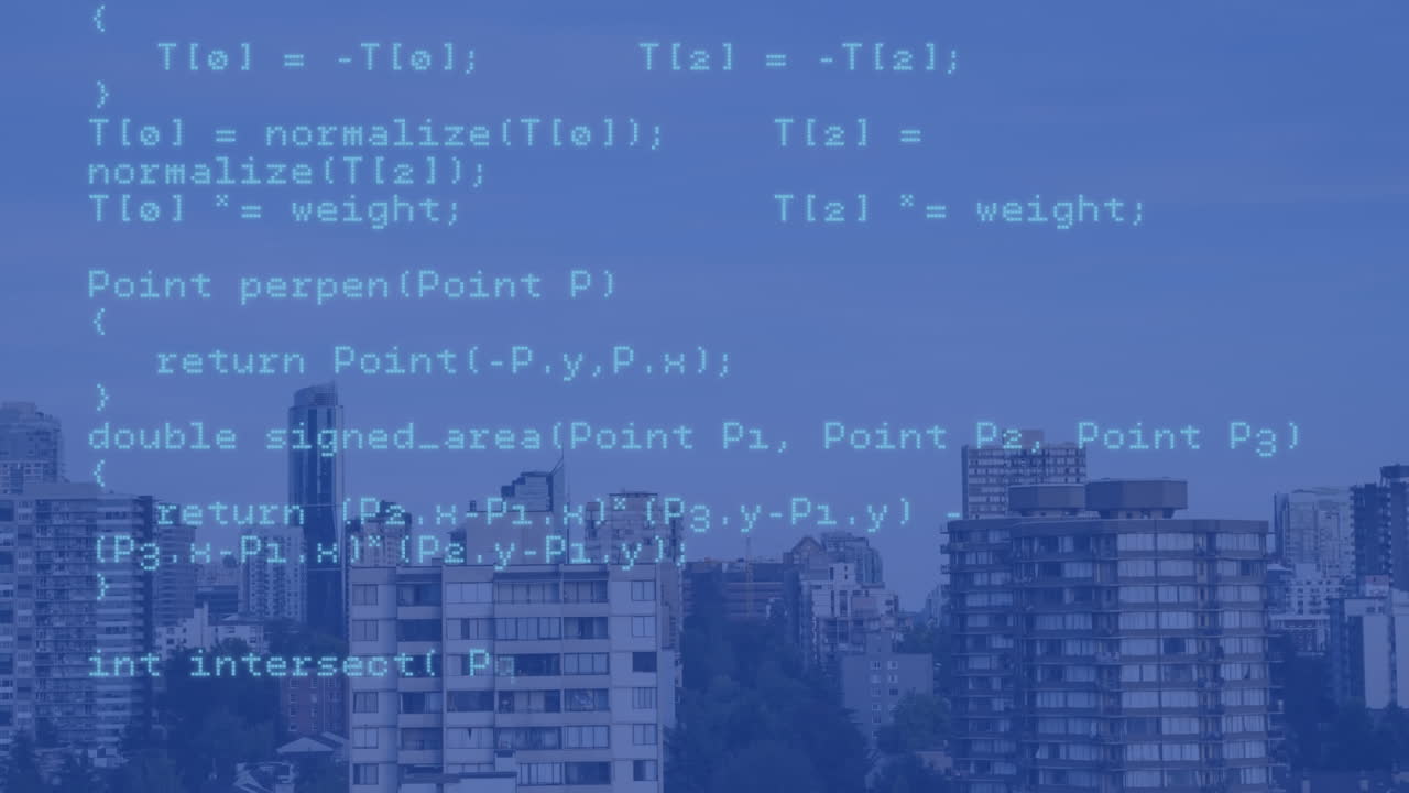 Animation of data processing on blue background