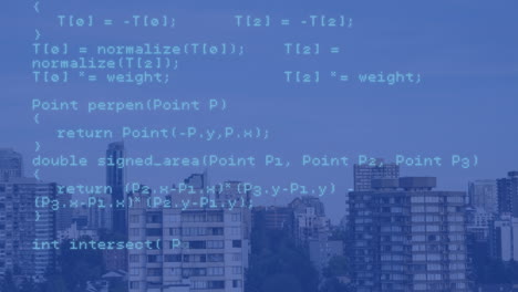 animación del procesamiento de datos sobre fondo azul