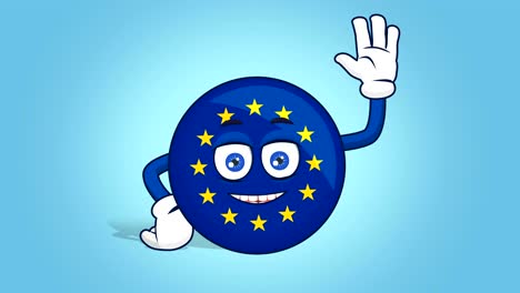 cartoon european union icon flag hi hello with face animation