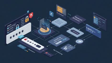 exploring advanced cybersecurity concepts: a visual guide to password management, encryption techniques, and digital safety protocols in a modern virtual environment