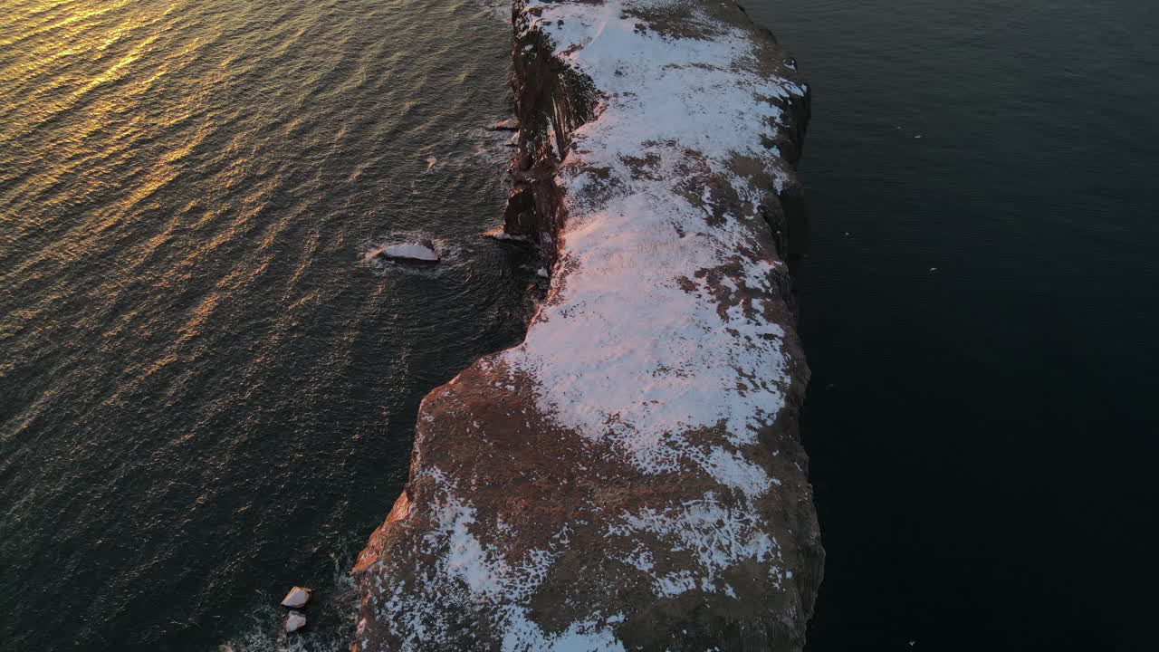 Drone top down view at 60fps of famous Perce rock in Perc&eacute;, Qu&eacute;bec, Canada
