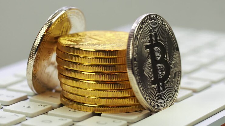 Cryptocurrency Bitcoin sulla tastiera