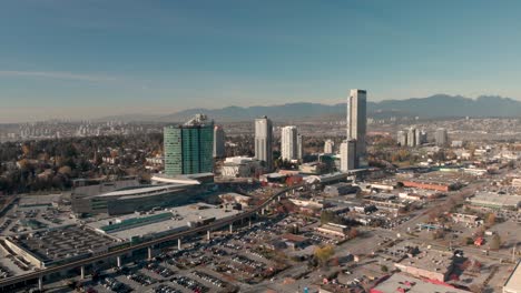 Drone-4K-Footage-Above-Surrey-panoramic-shot-of-a-city-center-of-high-rise-buildings-downtown-cityscape-maintaining-air-quality