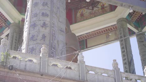 bronze statue of guan yin, goddess of mercy, situated at the pavilion in kek lok si temple, penang, malaysia - panoramic shot