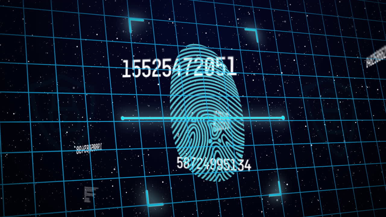 animación del procesamiento de datos sobre huellas dactilares