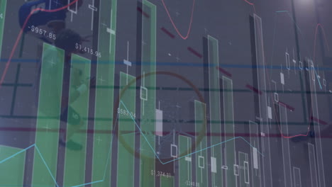 animación del procesamiento de datos financieros sobre jugadores de baloncesto