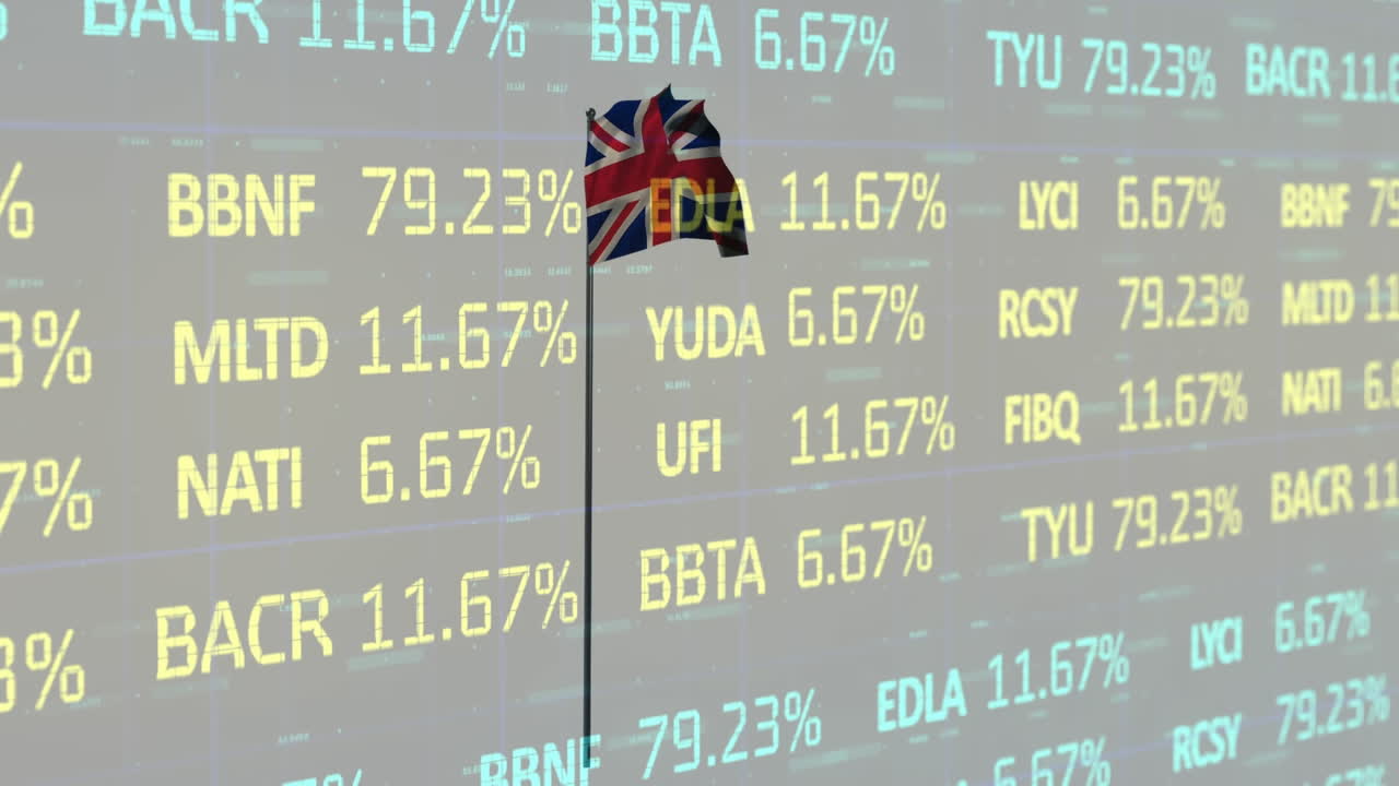 컨베이어 벨트에 있는 카드보드 상자 위에서 금융 데이터 처리의 애니메이션